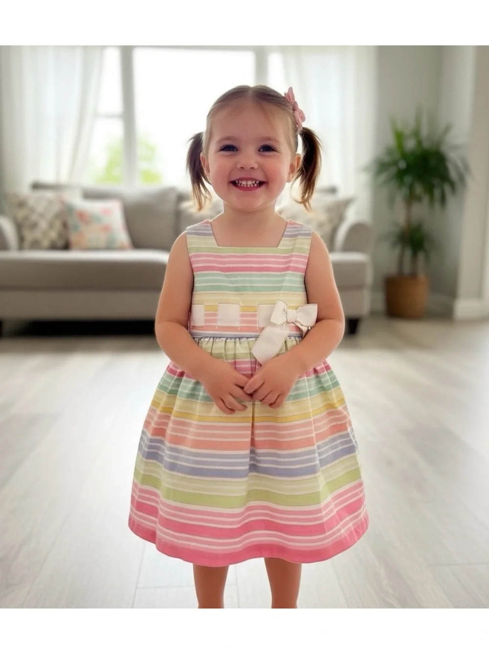 NWT Bonnie Jean Pastel Stripe Party Dress – Girls Size 4/4T